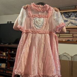 Pink Ruffled Heart Babydoll Dress